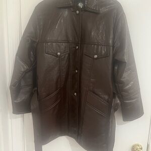 GV Brown Leather Jacket Women’s Sz M Hand Made in Italy Belted 4 Pockets  Luxury